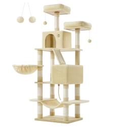 Arbre &agrave; chat grande tour de jeux hauteur 168 cm avec 13 griffoirs 1 planche &agrave; griffer 2 plate-forme