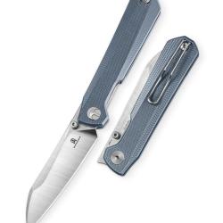 Couteau Bestechman Curvee Lame Acier AEB-L Satin Manche G10 Bleu Liner Lock BTKMK20C