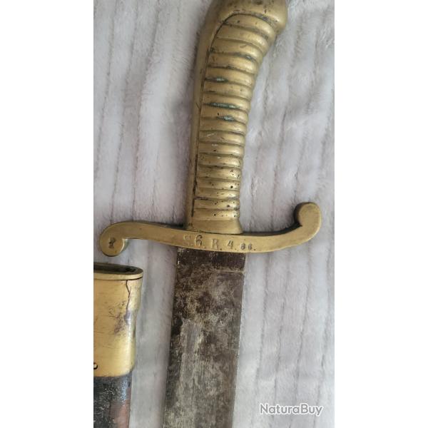 Couteau de fascine Saxon Mod�le 1845/1855 - Marquage R�gimentaire S.6.R.