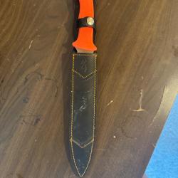 Grand couteau de chasse Browning 25 cm - Quasi neuf - &Eacute;tui cuir