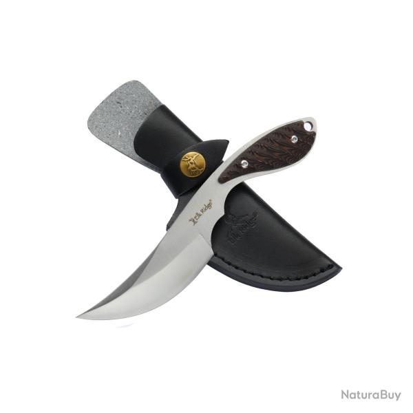 Couteau Fixe Elk Ridge Lame Acier 3Cr13 Manche Micarta Noir Rouge �tui Cuir ERFIX111MA