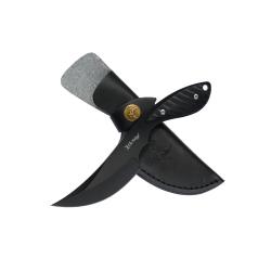 Couteau Fixe Elk Ridge Lame Acier 3Cr13 Manche G10 Noir &Eacute;tui Cuir ERFIX111G10