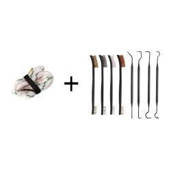 Kit Cordon de nettoyage boresnake calibre 12 + Set de nettoyage 4 brosses + 4 crochets