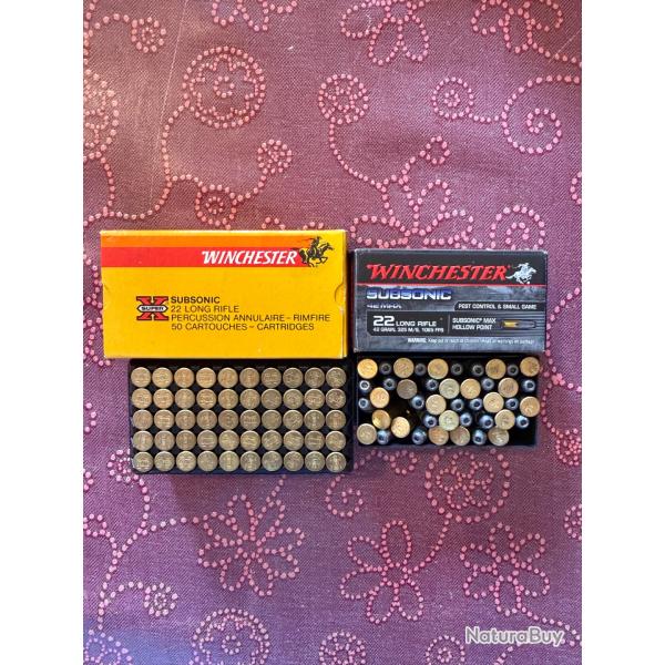 Lot munitions 22 LR winchester subsonique