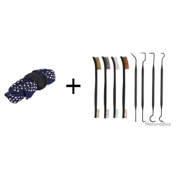 Kit Cordon de nettoyage boresnake calibre 410 + Set de nettoyage 4 brosses + 4 crochets