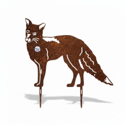 Silhouette de renard en m&eacute;tal - D&eacute;coration de jardin effet rouille
