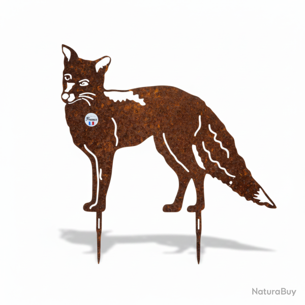 Silhouette de renard en m�tal - D�coration de jardin effet rouille
