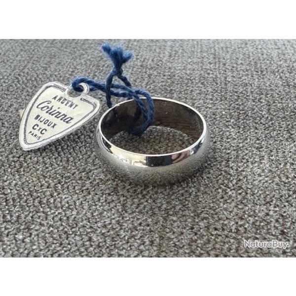 Large anneau neuf argent massif - taille 51