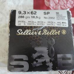cartouches Sellier Bellot 9,3x62 SP 286grs 18,5g