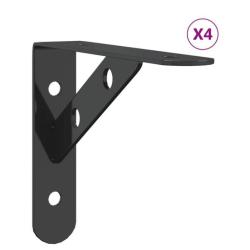 Supports &eacute;tag&egrave;res acier inoxydable noir 15x2,5x11,5 cm charge 50 kg lot 4