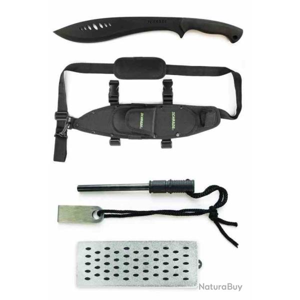 Machette Schrade Kukri Grande Lame Acier 3Cr13 Manche Caoutchouc Pierre Aff�tage SCHKM1