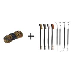 Kit Cordon de nettoyage boresnake calibre 44/45 + Set de nettoyage 4 brosses + 4 crochets