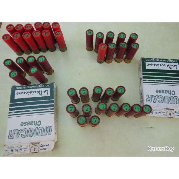 Lot de cartouches de chasse calibre 16/65