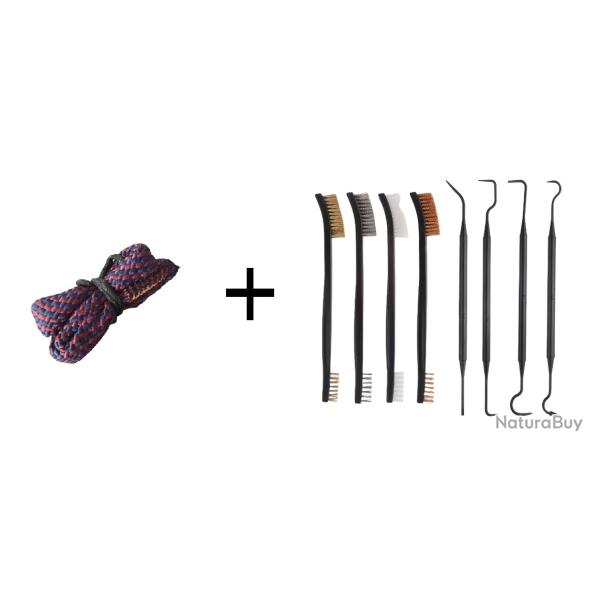 Kit Cordon de nettoyage boresnake calibre 45-70 + Set de nettoyage 4 brosses + 4 crochets