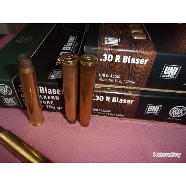 75  douilles calibre  30 R BLASER   marque  RWS tirer une  fois