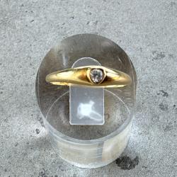 Bague solitaire or jaune 18 carats et strass - taille 52