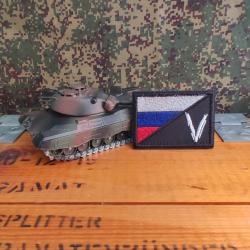 Patch brod&eacute; drapeau Russe argent&eacute; V style militaire