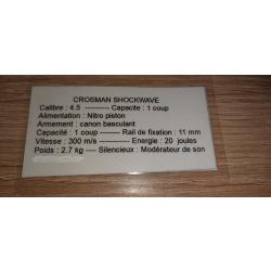Crosman shockwave nitro piston Carabine &eacute;nergie 20 joules 300 m/s