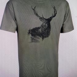 Pro hunt t-shirt big game cerf kaki