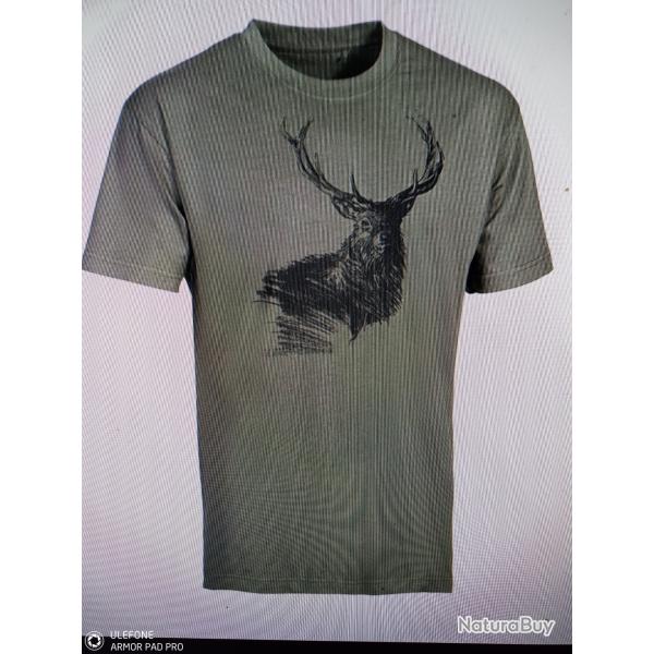 Pro hunt t-shirt big game cerf kaki