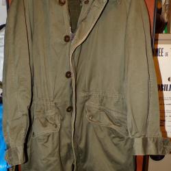 PARKA MILITAIRE DE L'ARMEE FRANCAISE , AVEC CAPUCHE ET DOUBLURE  DE 1965 , TAILLE 92  C SOIT TAILLE