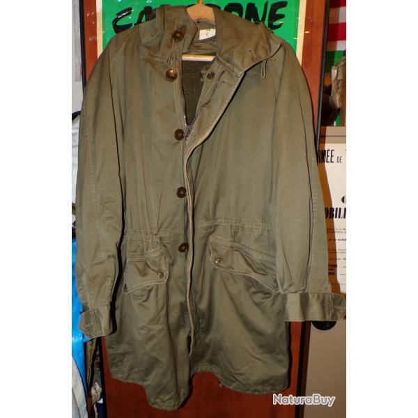 PARKA MILITAIRE DE L'ARMEE FRANCAISE , AVEC CAPUCHE ET DOUBLURE  DE 1965 , TAILLE 92  C SOIT TAILLE