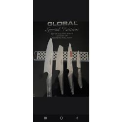 Set de 4 couteaux Global + barre magn&eacute;tique