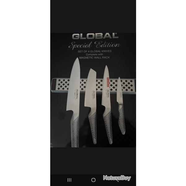 Set de 4 couteaux Global + barre magn�tique