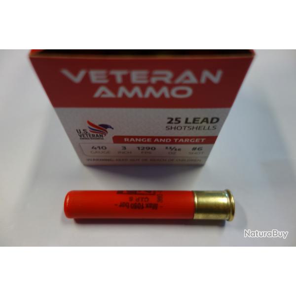 LOT DE 150 MUNITIONS CALIBRE 410 MAGNUM VETERAN AMMO  PLOMB N�6  VITESSE 1290FPS
