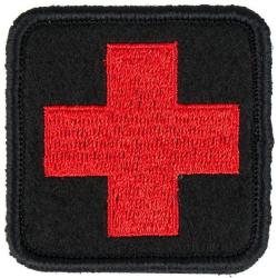 Patch "Croix Medic" 5x5cm - Noir/Rouge