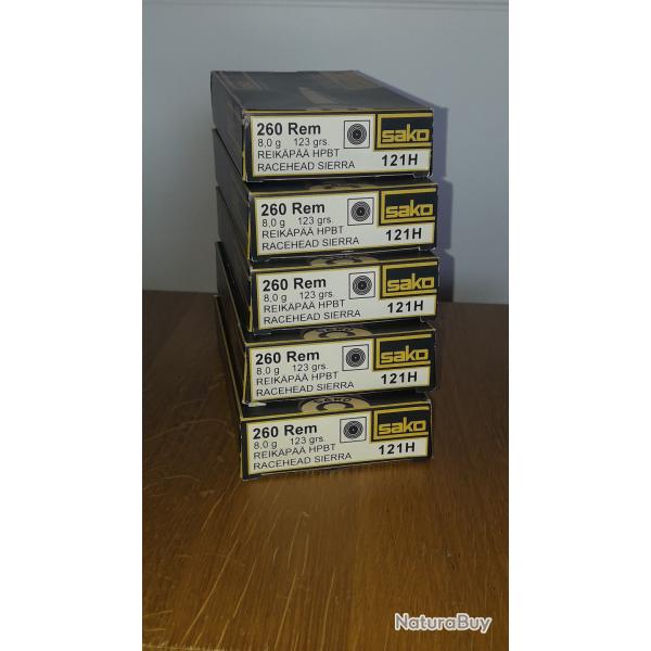 100 Munitions SAKO Racehead 123Gr Cal 260 Rem
