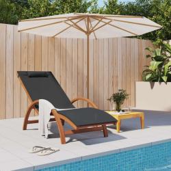 Chaise longue avec coussin gris textil&egrave;ne/bois massif peuplier