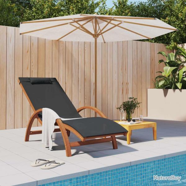 Chaise longue avec coussin gris textil�ne/bois massif peuplier