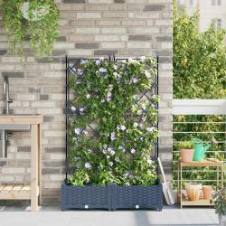 Cache-pot de jardin 2 pcs Gris 80 x 40 x 125,5 cm Plastique