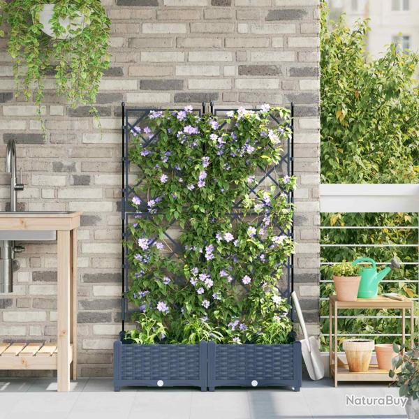 Cache-pot de jardin 2 pcs Gris 80 x 40 x 125,5 cm Plastique