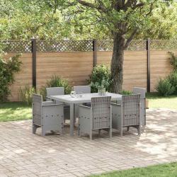 Ensemble de salle &agrave; manger pour jardin 7 pcs Gris clair