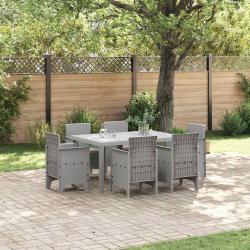 Ensemble de salle &agrave; manger pour jardin 7 pcs Gris clair