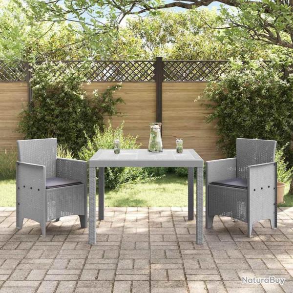 Ensemble de salle � manger pour jardin 3 pcs Gris clair