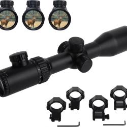 Lunette de Vis&eacute;e 3-12x42 s.f HD Mil-Dot Rouge Vert Tube 30 mm Anneaux 11 mm 20 mm Chasse Tir