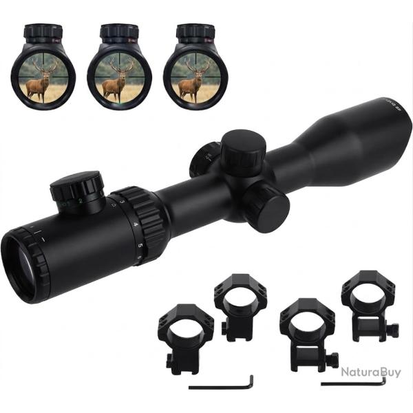 Lunette de Vis�e 3-12x42 s.f HD Mil-Dot Rouge Vert Tube 30 mm Anneaux 11 mm 20 mm Chasse Tir