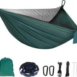 Hamac de Camping 2 Personnes 290x140cm 300 kg avec Moustiquaire Ultral&eacute;ger Nylon 210T Ext&eacute;rieur
