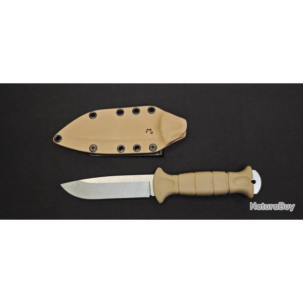 Wildsteer MT55 Manche Tactipr�ne Coyote - Lame Stonewash - �tui Kydex P.TAC - R�f. OTAMB15115EK
