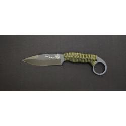 Wildsteer TALIM UTALB13112EK - Couteau Tactique Paracorde Kaki - Lame Noire - &Eacute;tui Kydex P.TAC