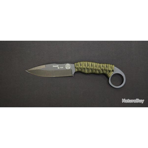 Wildsteer TALIM UTALB13112EK - Couteau Tactique Paracorde Kaki - Lame Noire - �tui Kydex P.TAC