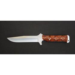 Wildsteer TX-H Pakkawood Cocobolo Toxifi&eacute; - Lame Bross&eacute;e X46Cr13 - &Eacute;tui Cuir - R&eacute;f. OTXHB10128TEC