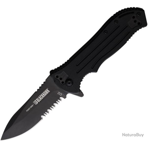 Couteau Blackhawk Point Man A/O Lame Acier D2 Combo Manche G10 Noir Linerlock Taiwan BH15PM211BK