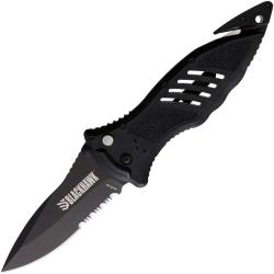 Couteau Blackhawk CQD Large Lame Acier D2 Combo Manche Nylon Noir Button Lock Taiwan BH15M311BK