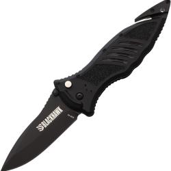 Couteau de Poche Blackhawk CQD Lame Acier D2 Plain Manche FRN Noir Button Lock Taiwan BH15M301BK
