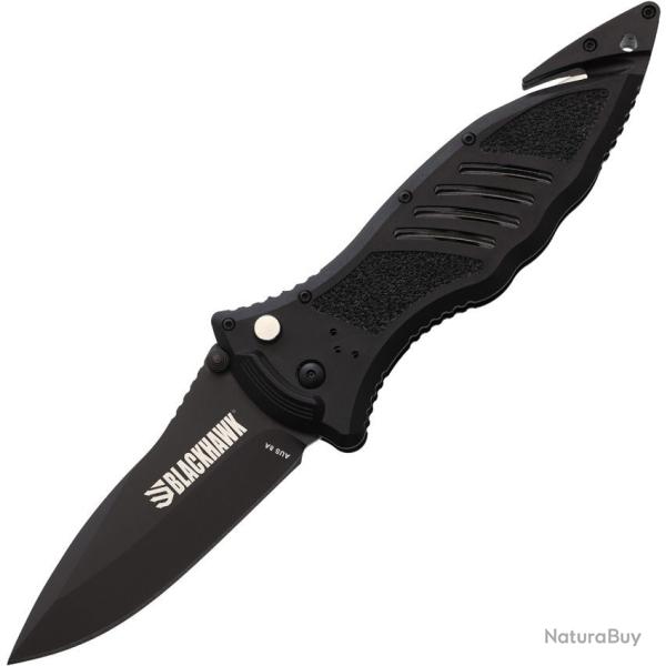 Couteau de Poche Blackhawk CQD Lame Acier D2 Plain Manche FRN Noir Button Lock Taiwan BH15M301BK