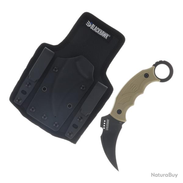 Couteau Fixe Karambit Blackhawk Garra Lame Acier D2 Manche Zytel Tan �tui Kydex Taiwan BH15GF401TN